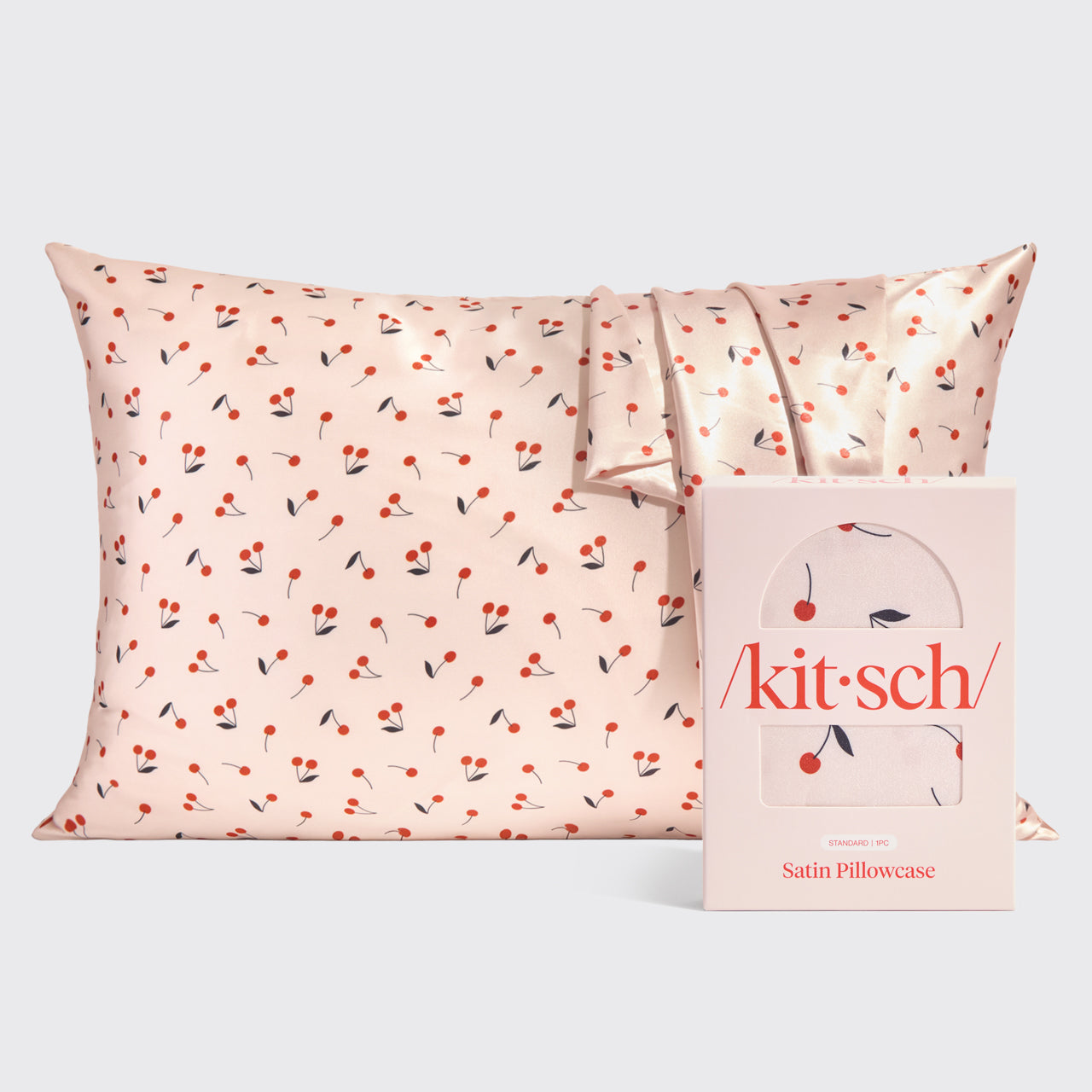 Satin Pillowcase in Cherry Print 2 Pack