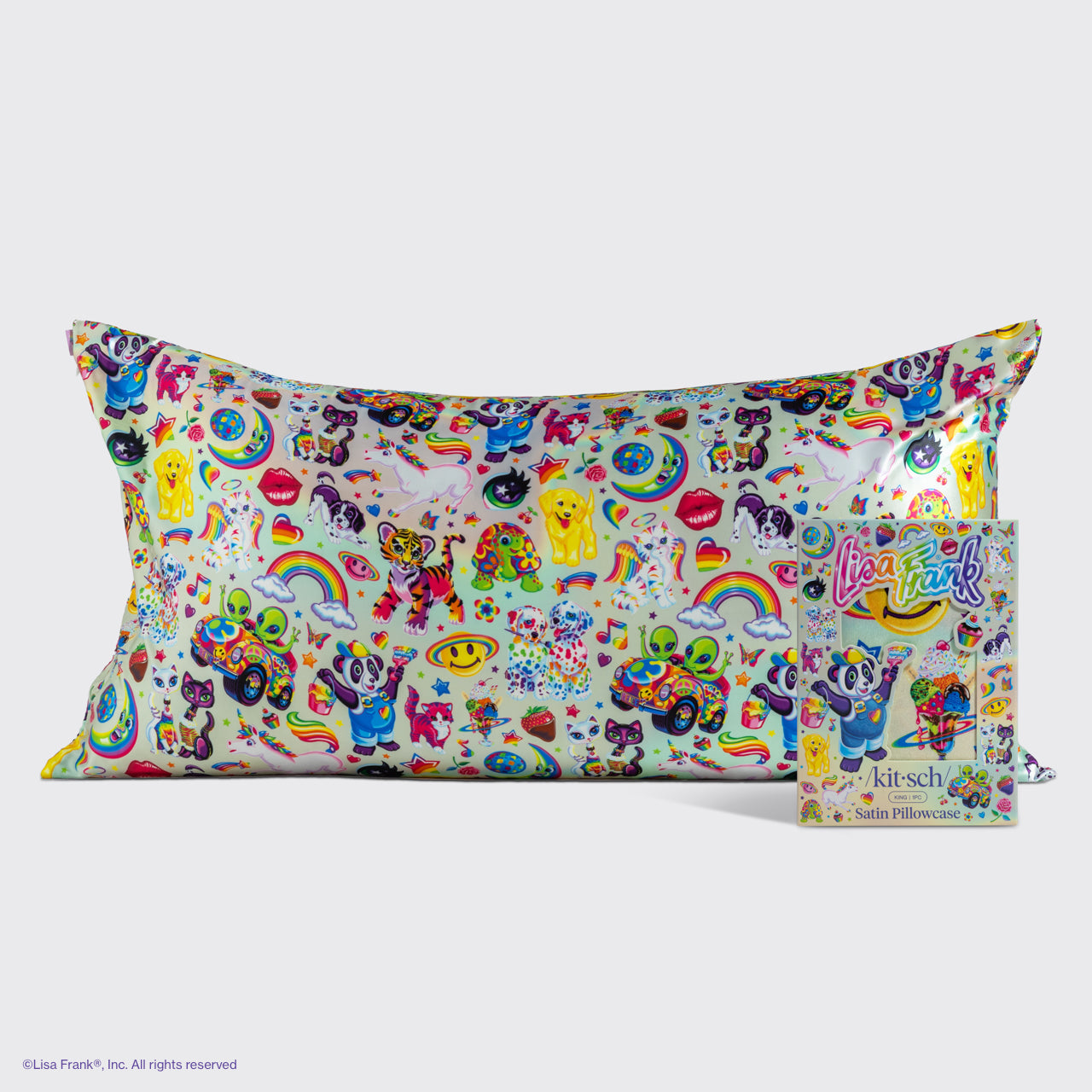 Lisa Frank x Kitsch Satin Pillowcase in The Fantastic World of Lisa Frank 2 Pack - King