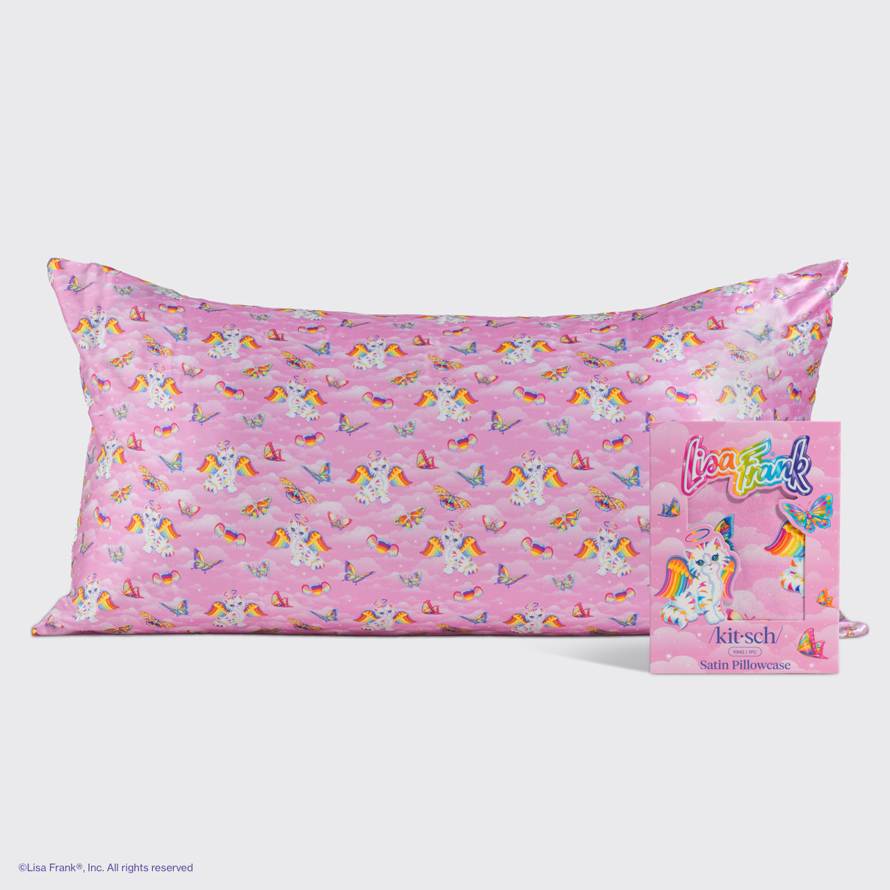Lisa Frank x Kitsch Satin Pillowcase in Angel Kitty™ 4 Pack - King