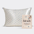 Satin Pillowcase in Pearlized Cream & Coastal Blue Print 4 Pack