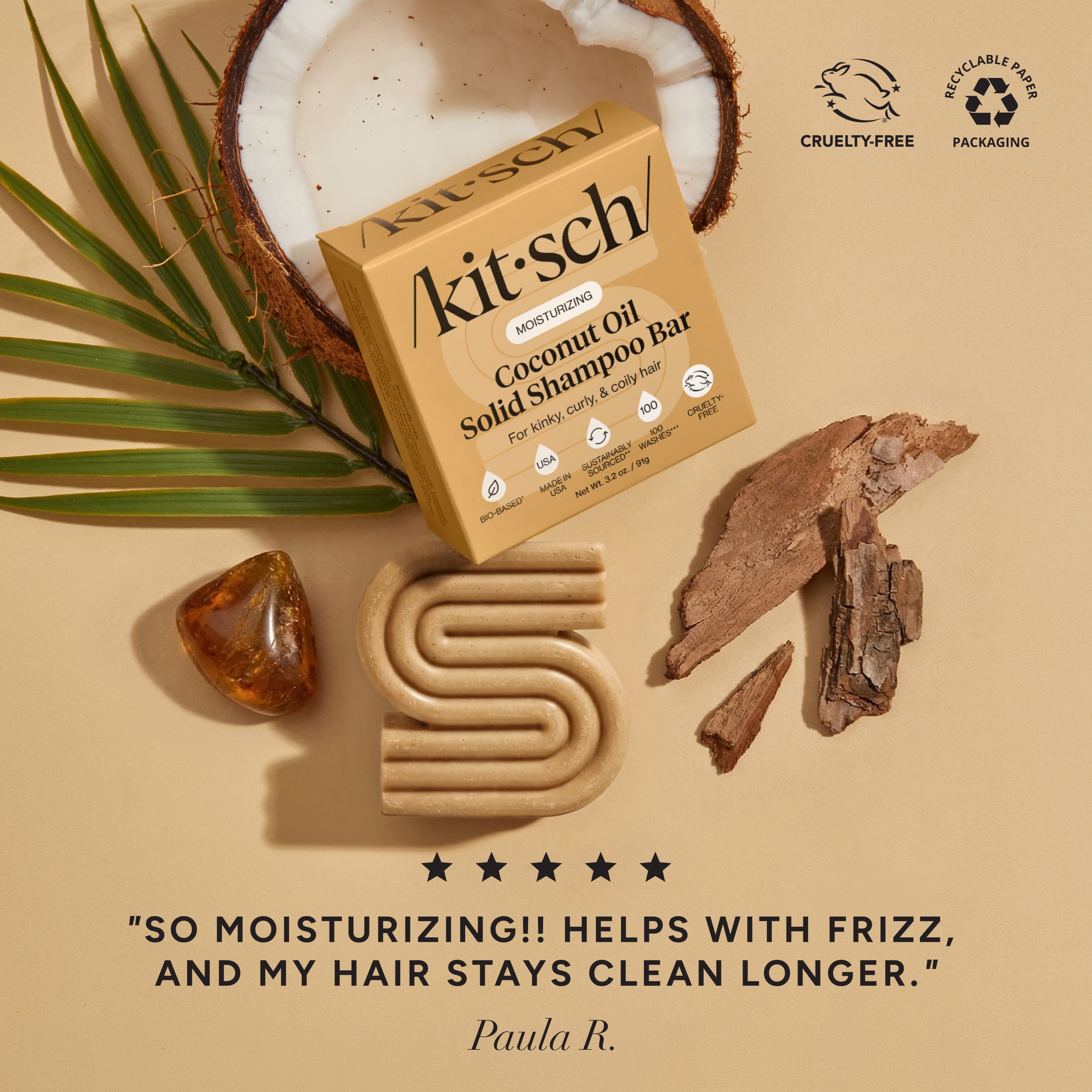 Coconut Oil Shampoo & Conditioner Bar Combo for Dry Damaged Hair
