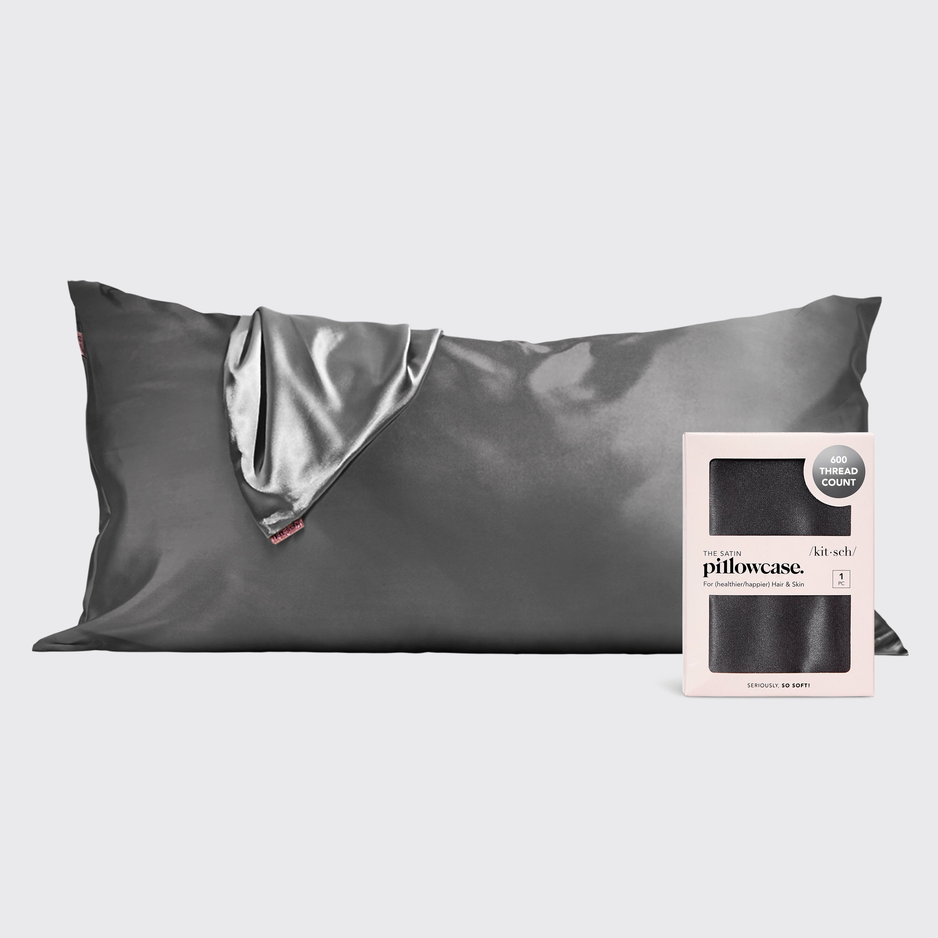 Satin Pillowcase in Charcoal 2 Pack - King