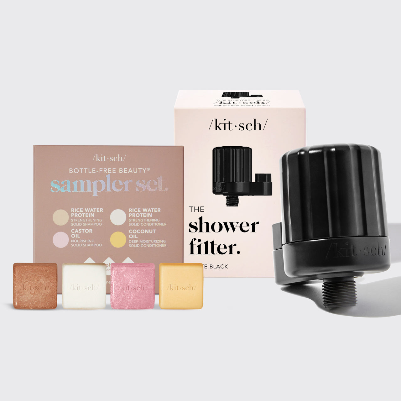 Shower Filter + Shampoo & Conditioner 4pc Set - Chrome - Shower Filter + Shampoo & Conditioner 4pc Set - Black